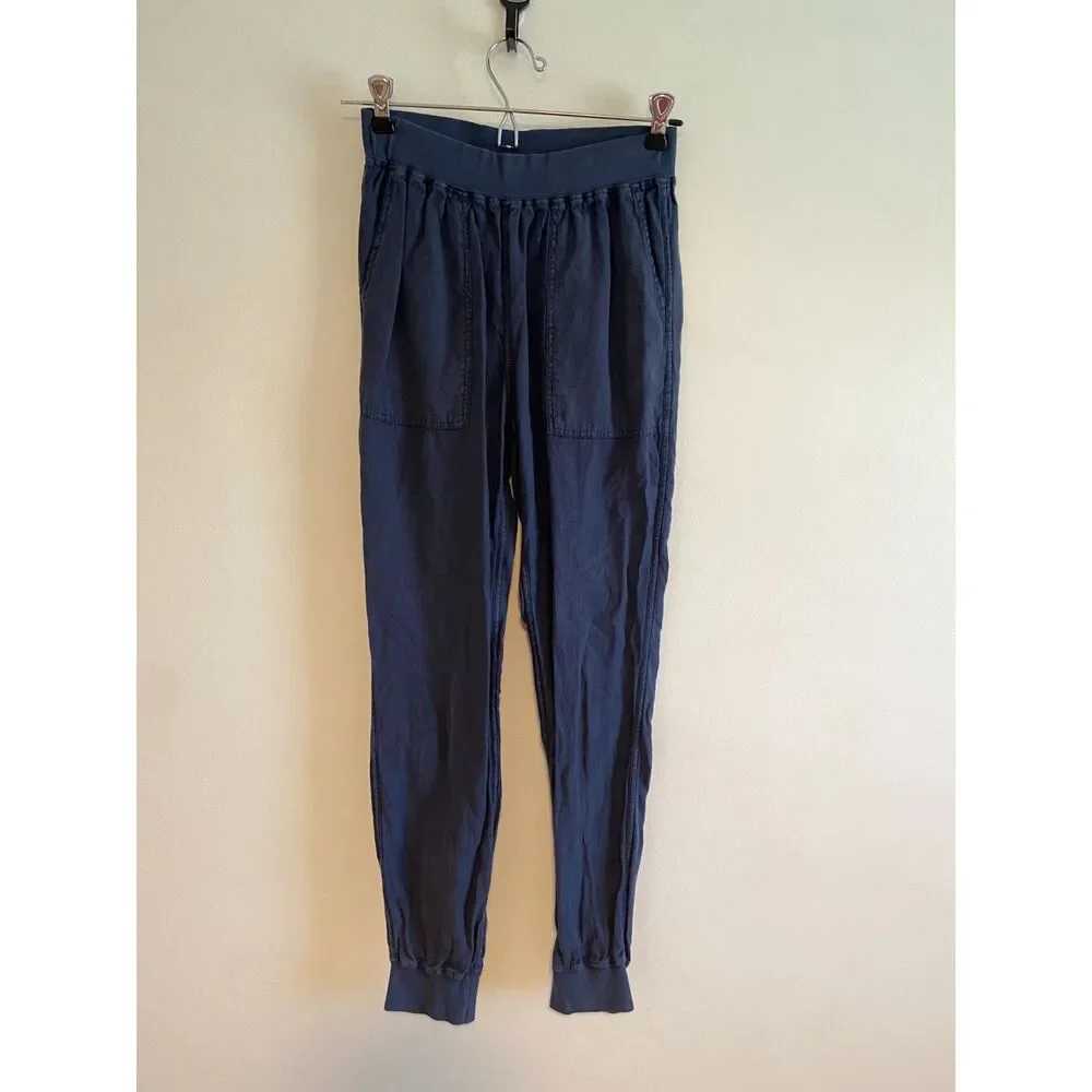 Faherty Arlie Day Pant in Navy Pants Jogger Linen Tencel Cotton Size XS